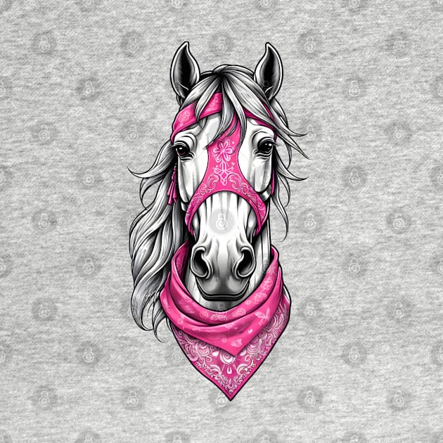 horse with pink bandana by CreativeShirt